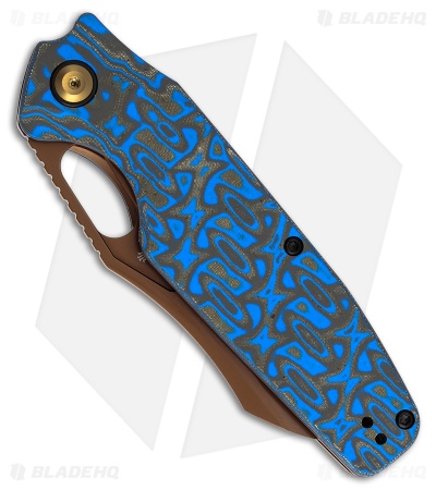 Tenable Knives Tuckamore Liner Lock Knife Blue & Yellow Micarta (3.5" Rose Gold)