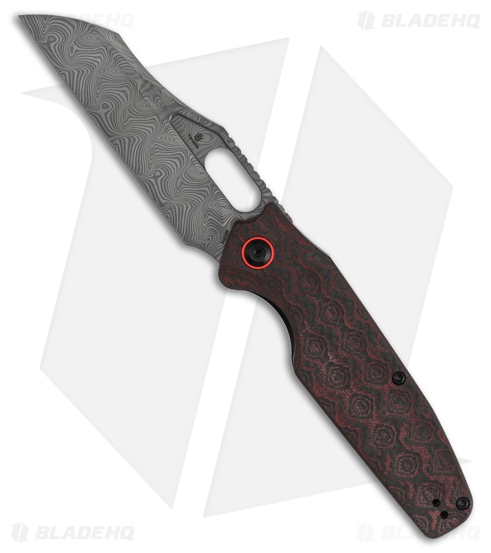 Tenable Knives Tuckamore Liner Lock Knife Red & Black Rose CF (3.5" Damascus)