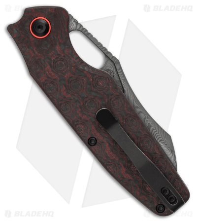 Tenable Knives Tuckamore Liner Lock Knife Red & Black Rose CF (3.5" Damascus)