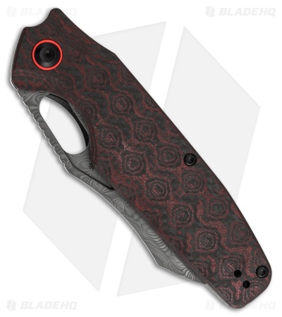 Tenable Knives Tuckamore Liner Lock Knife Red & Black Rose CF (3.5" Damascus)