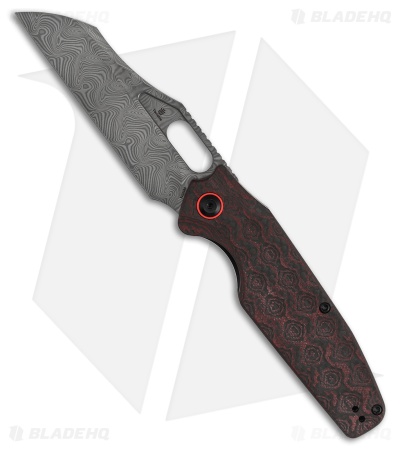 Tenable Knives Tuckamore Liner Lock Knife Red & Black Rose CF (3.5" Damascus)