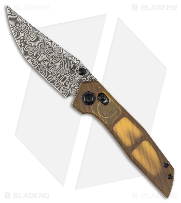 Tenable Deadite Crossbar Lock Knife Amber PEI (3.5" Damascus)