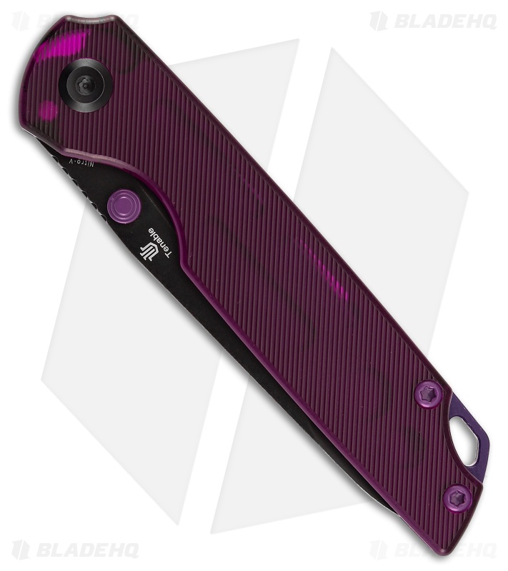 Tenable Knives Mini Warrior Liner Lock Knife Purple Acrylic (2.9" Black SW)