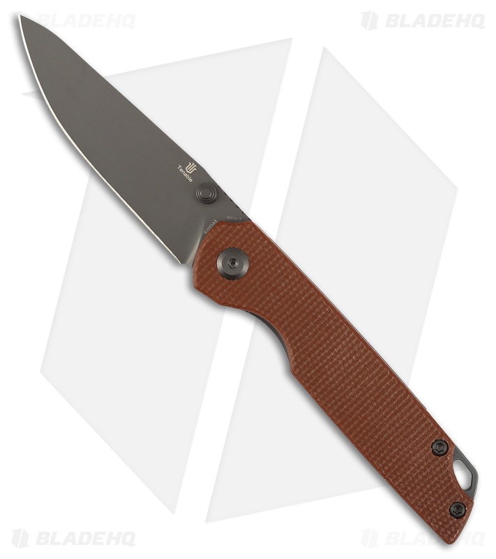 Tenable Knives Mini Warrior Liner Lock Knife Brown Micarta (2.9" Gray TiCn)