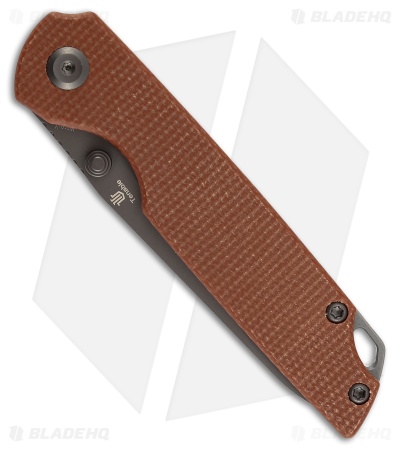 Tenable Knives Mini Warrior Liner Lock Knife Brown Micarta (2.9" Gray TiCn)