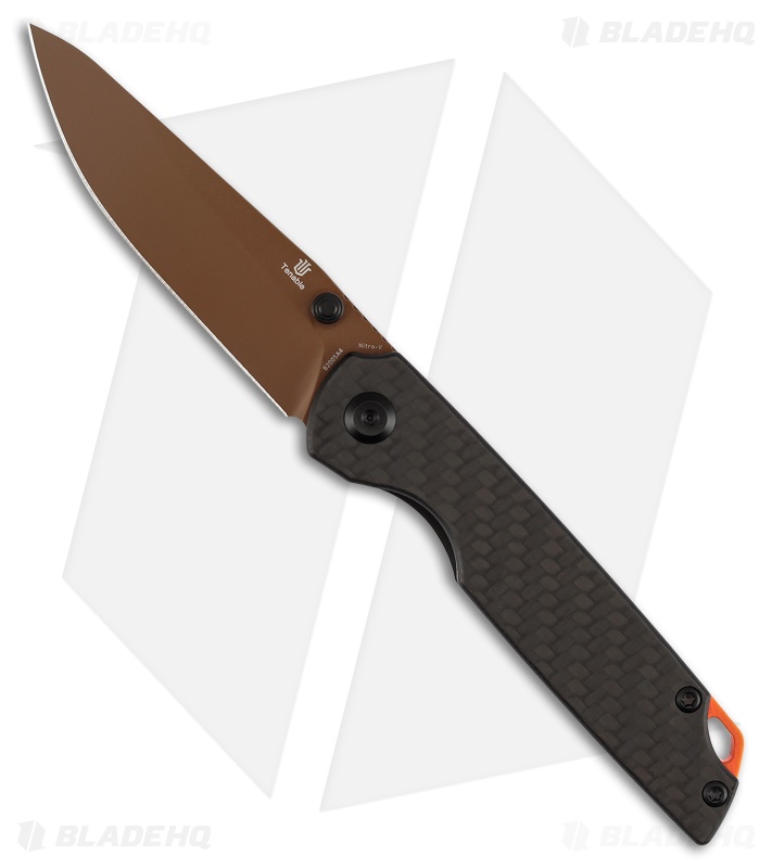 Tenable Knives Mini Warrior Liner Lock Knife Twill CF/G-10 (2.9" Rose Gold)