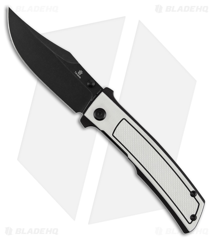 Tenable Bison Liner Lock Knife Black & White Frag G-10 (3.2" Black SW)