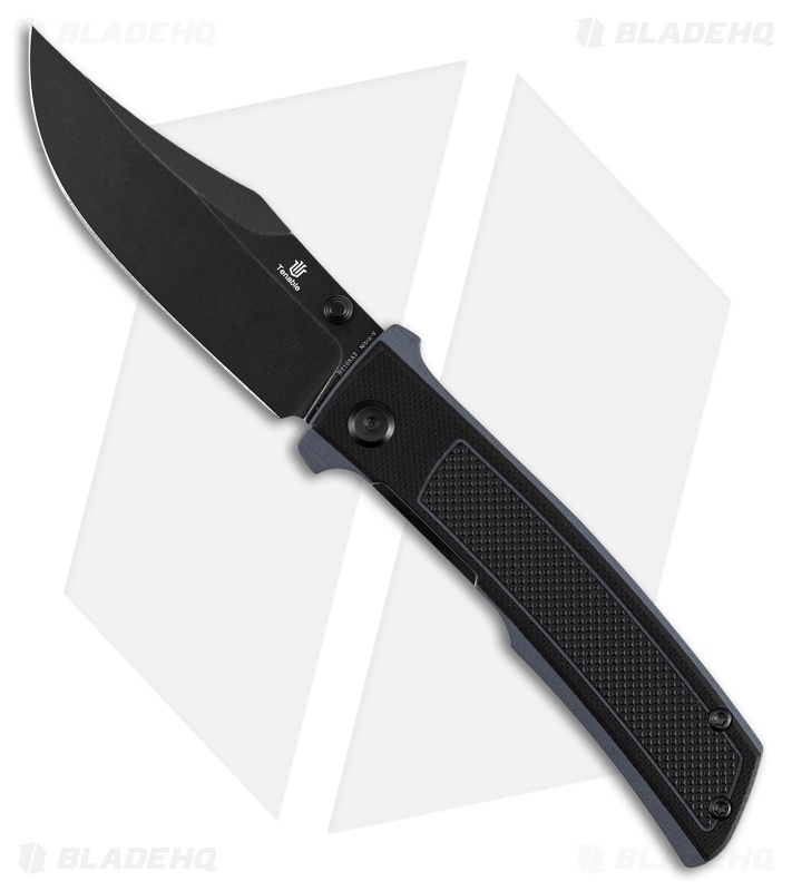 Tenable Bison Liner Lock Knife Black & Gray Frag G-10 (3.2" Black SW)