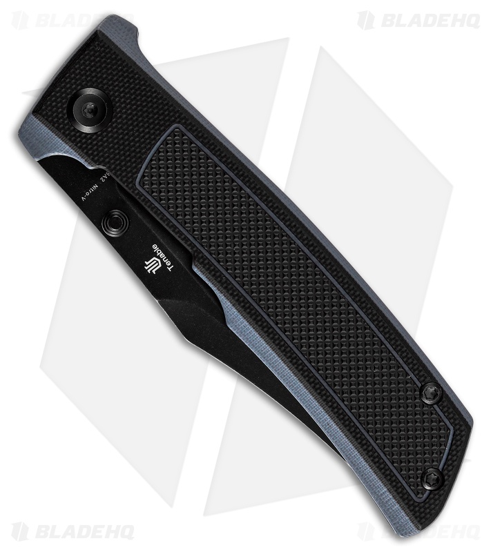 Tenable Bison Liner Lock Knife Black & Gray Frag G-10 (3.2" Black SW)
