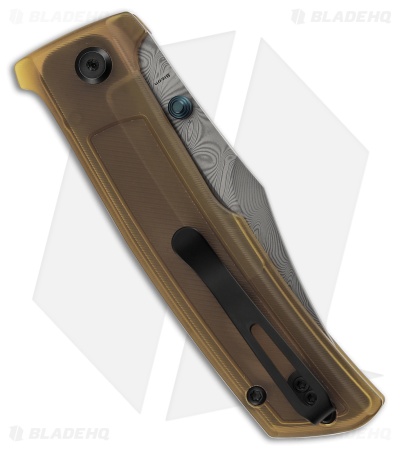 Tenable Bison Liner Lock Knife Amber PEI (3.2" Damascus)
