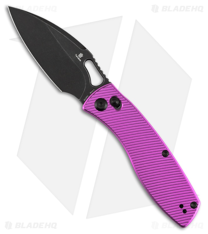 Tenable Knives Heron Crossbar Lock Knife Purple Aluminum (3.1" Black SW)