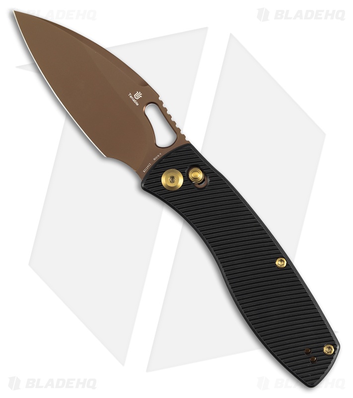 Tenable Knives Heron Crossbar Lock Knife Black Aluminum (3.1" Rose Gold)