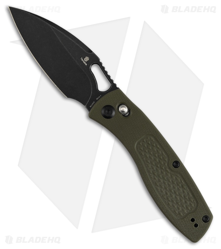 Tenable Knives Heron Crossbar Lock Knife Olive Green G-10 (3.1" Black SW)