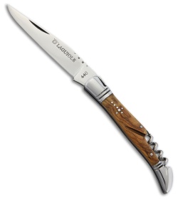 Baladeo Laguiole Bolster Lock Knife Olive Wood w/ Corkscrew (3.5" Satin)