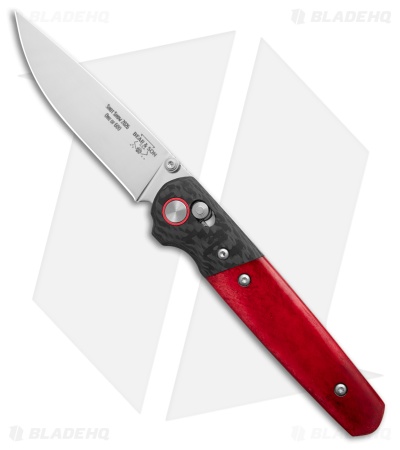 Bear & Son Lawman Crossbar Lock Knife Red Smooth Bone/CF (3.25" Satin)