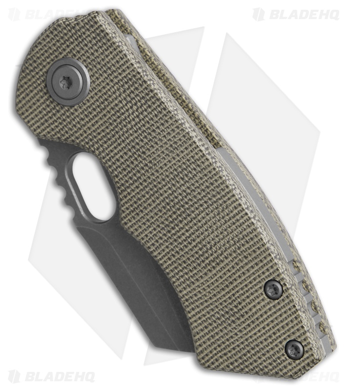 BergBlades Mini Slim 2.0 Liner Lock Knife Green Micarta (2.4" Stonewash)
