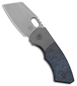 BergBlades Slim Frame Lock Knife Fat Carbon Blue Rose (2.65" Stonewash)