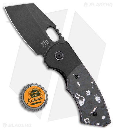 BergBlades Slim Frame Lock Knife Fatcarbon White Storm (2.65" Black DLC)