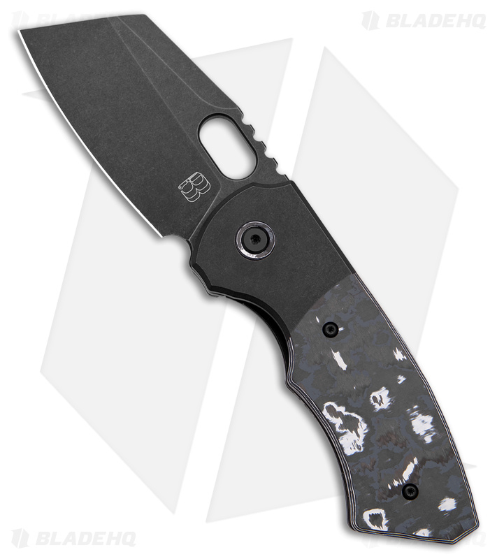 BergBlades Slim Frame Lock Knife Fatcarbon White Storm (2.65" Black DLC)