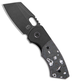 BergBlades Slim Frame Lock Knife Fatcarbon White Storm (2.65" Black DLC)