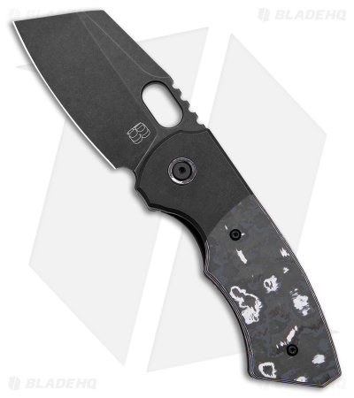 BergBlades Slim Frame Lock Knife Fatcarbon White Storm (2.65" Black DLC)