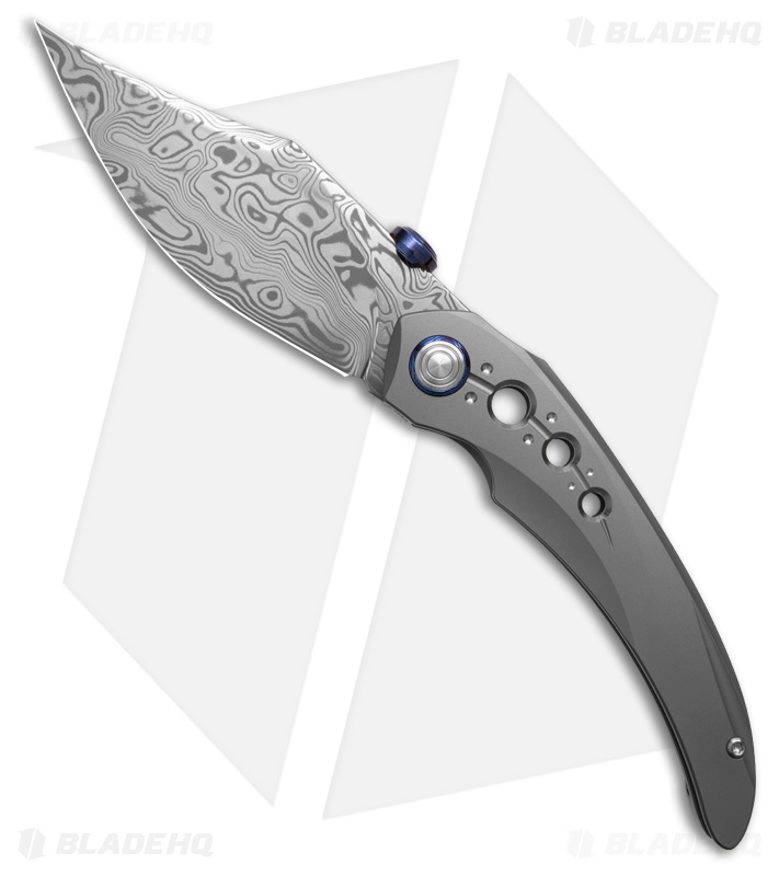 Bestech Knives Kombou Razon Frame Lock Knife Silver Titanium (3.9" Damasteel)