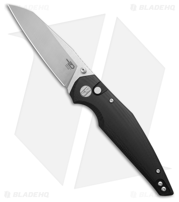 Bestech Knives Snakebird Button Lock Knife Black G-10 (3.5" Satin/SW)
