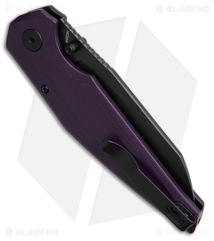 Bestech Knives Snakebird Button Lock Knife Purple G-10 (3.5" Black Stonewash)