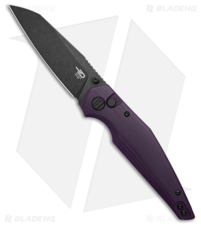 Bestech Knives Snakebird Button Lock Knife Purple G-10 (3.5" Black Stonewash)