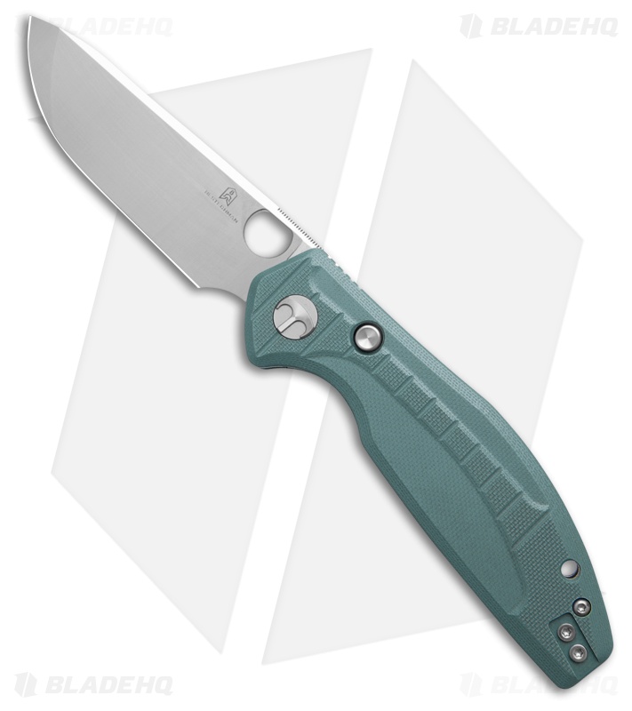 Bestechman Angry Owl Button Lock Knife Gray G-10 (3.25" Satin/SW) BMK12C-1