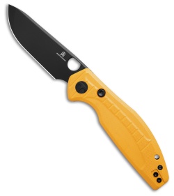 Bestechman Angry Owl Button Lock Knife Yellow G-10 (3.25" Black PVD) BMK12A-2