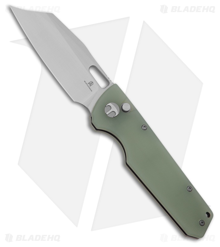 Bestechman Guardian Button Lock Knife Jade G-10 (3.2" Satin D2) BMK11A