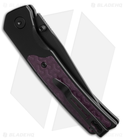 Bestechman Icebreaker Button Lock Knife Black Aluminum/Purple G-10 (3.2" PVD)