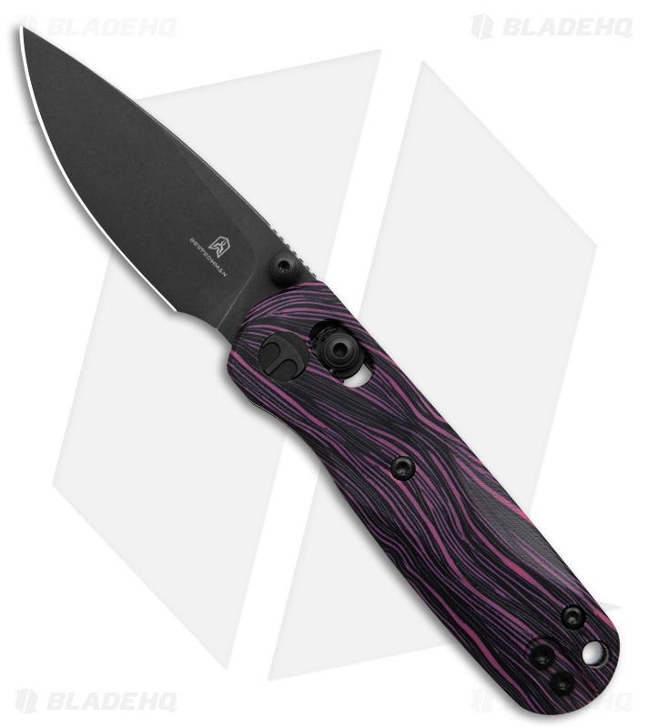 Bestechman Sprite Bar Lock Knife Black & Purple G-10 (2.4" Black SW M390)