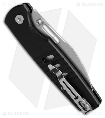 Bestechman Vector Button Lock Knife Black Aluminum (3.15" Stonewash D2)