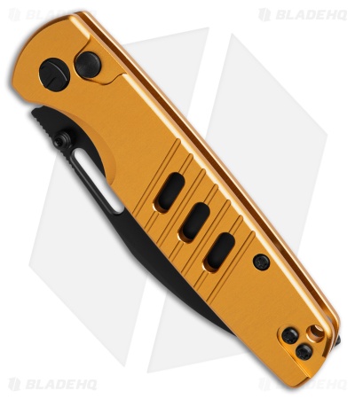 Bestechman Vector Button Lock Knife Gold Aluminum (3.15" Black PVD D2)