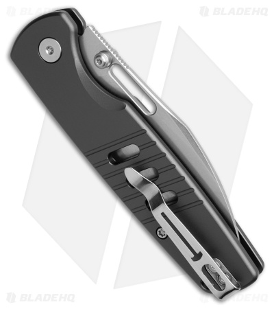 Bestechman Vector Button Lock Knife Gray Aluminum (3.15" Stonewash D2)