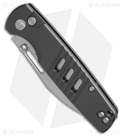 Bestechman Vector Button Lock Knife Gray Aluminum (3.15" Stonewash D2)