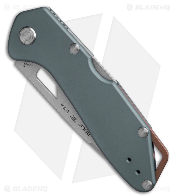 Buck Knives 724 Mustang Lockback Knife Blue Aluminum (3.25" Stonewash)