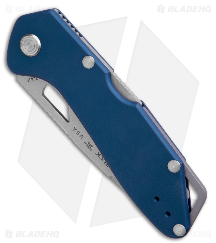 Buck Knives 724 Mustang Lockback Knife Blue Aluminum (3.25" Stonewash)