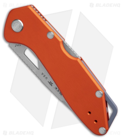Buck Knives 724 Mustang Lockback Knife Orange Aluminum (3.25" Stonewash)