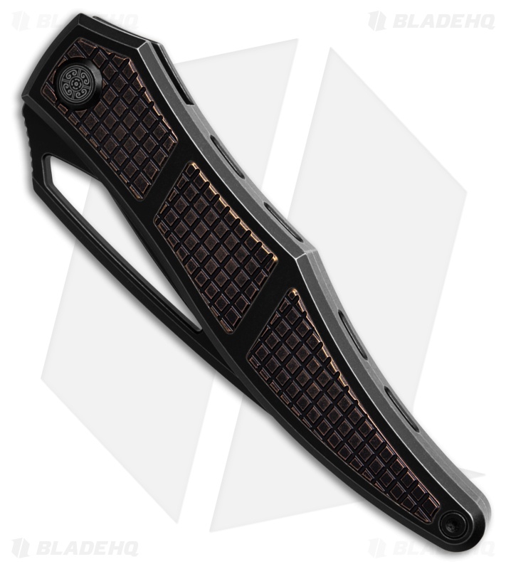 Cavol Ripback Frame Lock Knife Black/Bronze Titanium (3.9" Black SW)