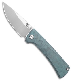 Chaves Knives RCK9 Frame Lock Knife Half Rocked Blue Titanium (3.25" Satin M390)