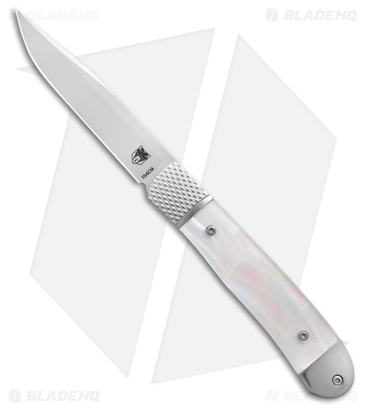 Cobratec Knives White Abalone Trapper Hidden Release (3.12" Satin) *DISC*