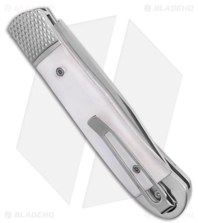Cobratec Knives White Abalone Trapper Hidden Release (3.12" Satin) *DISC*