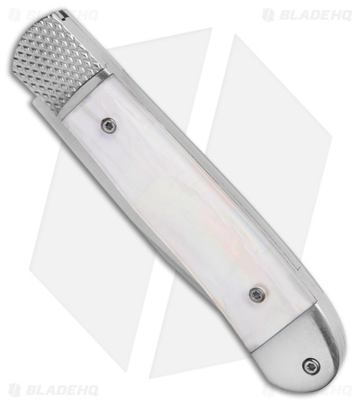 Cobratec Knives White Abalone Trapper Hidden Release (3.12" Satin) *DISC*