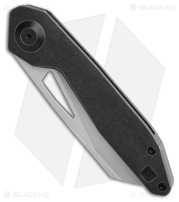 Custom Knife Factory Basset Framelock Blackwash Titanium (3.375" Bead Blasted)