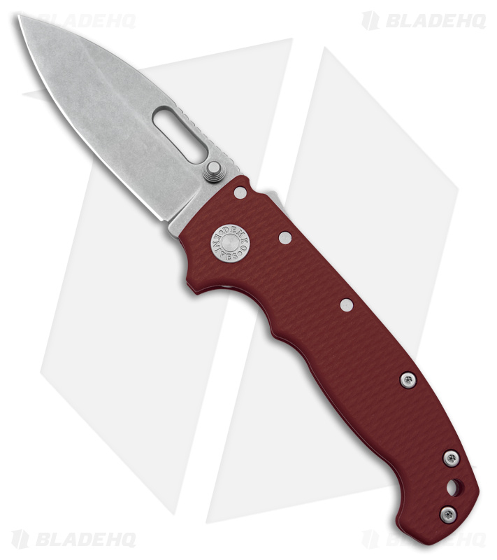 Demko Knives MG AD20S Slicer Shark-Lock Knife Red G-10 (3.6" Stonewash M4)