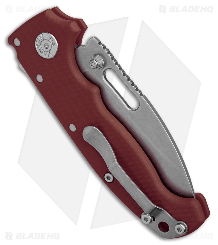 Demko Knives MG AD20S Slicer Shark-Lock Knife Red G-10 (3.6" Stonewash M4)