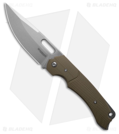 Dervish Knives Navajo Midtech MagnaCut Liner Lock Knife OD Green G-10 (4.25" SW)